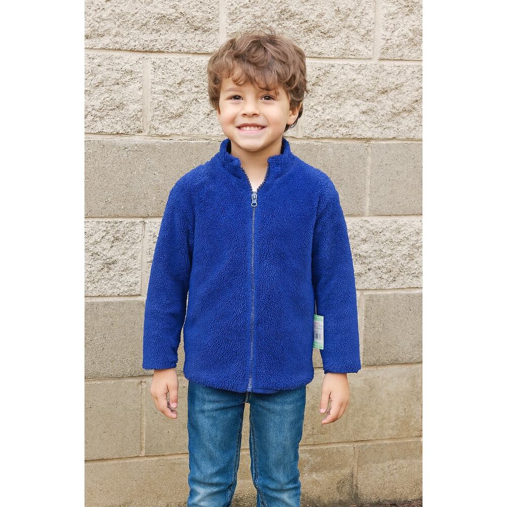 Toughskins Unisex Sherpa Fleece Full-Zip Jacket - Royal Blue, Size 5/6 (NWT)